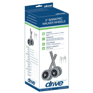 Drive Medical 10118SV Heavy Duty Bariatric Walker Wheels, 5", 1 Pair, 500 lbs Weight Capacity