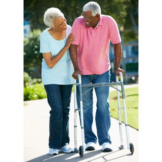 Drive Medical 10210-1 Folding Walker, Two Button with 5" Wheels, 350 lbs Weight Capacity
