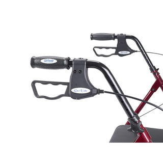 Drive Medical 10215BL-1/10215RD-1 Heavy Duty Bariatric Rollator Rolling Walker with Large Padded Seat, Blue or Red, 18" Seat