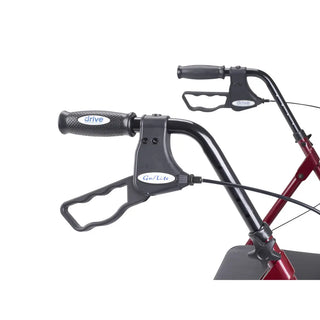 Drive Medical 10215BL-1/10215RD-1 Heavy Duty Bariatric Rollator Rolling Walker with Large Padded Seat, Blue or Red, 18" Seat