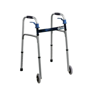 Drive Medical 10226-1 Deluxe, Trigger Release Folding Walker with 5" Wheels, 350 lbs Weight Capacity
