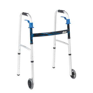 Drive Medical 10227-4 Walker Folding Trigger Release Junior with 5"  Wheels,Aluminum