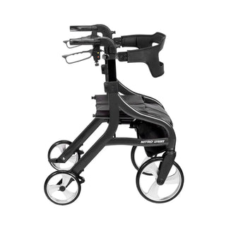Drive Medical 102662BK-H Nitro Sprint Rollator, Hemi, Black, 350 lbs Weight Capacity, 18" Seat To Floor Height