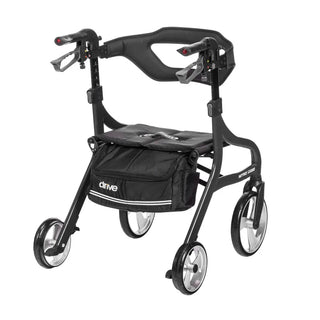 Drive Medical 102662BK-H Nitro Sprint Rollator, Hemi, Black, 350 lbs Weight Capacity, 18" Seat To Floor Height