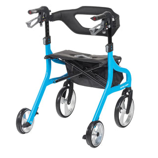Drive Medical 102662BL Nitro Sprint Foldable Standard Blue Rollator, 350 lbs Weight Capacity, 18"W x 10"D Seat