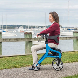 Drive Medical 102662BL Nitro Sprint Foldable Standard Blue Rollator, 350 lbs Weight Capacity, 18"W x 10"D Seat