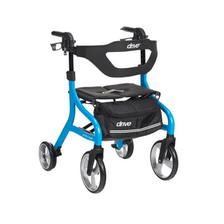 Drive Medical 102662BL Nitro Sprint Foldable Standard Blue Rollator, 350 lbs Weight Capacity, 18"W x 10"D Seat