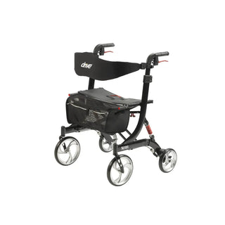 Drive Medical 10266HD-BK Nitro Euro Style Rollator Rolling Walker, Heavy Duty, Black, 23" Seat, 450 lbs Weight Capacity