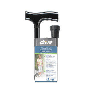 Drive Medical 10304BF-1 Lightweight Aluminum Folding Canes, Height Adjustable, Black Floral, 30" to 37" Handle Height