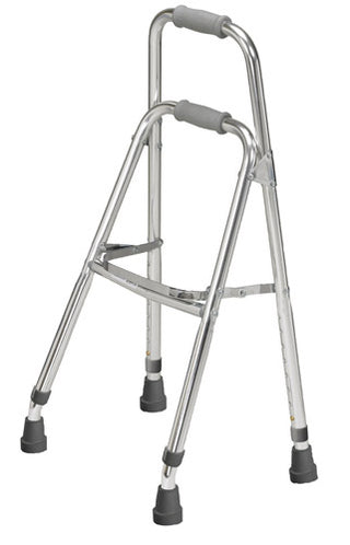 Silver  Drive Medical 1065 Side Hemi Cane/Walker with four legs on a white background