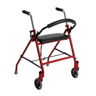 Drive Medical 1239RD Two Wheeled Red Walker with 15.875" Seat, 300 lbs Weight Capacity