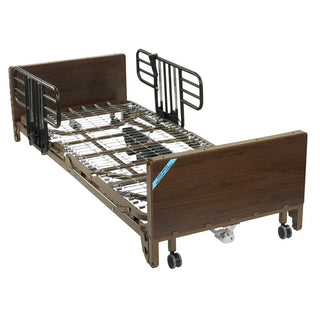 Drive Medical 15235BV-PKG-1 Delta Ultra Light Full Electric Low Hospital Bed with Half Rails and Innerspring Mattress