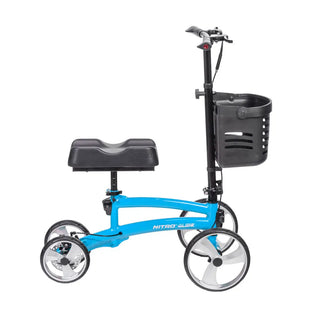 Drive Medical 791BL/791RD Nitro Glide Foldable Knee Walker Knee Scooter Crutch Alternative, Blue or Red, 350 lbs Weight Capacity