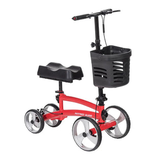 Drive Medical 791BL/791RD Nitro Glide Foldable Knee Walker Knee Scooter Crutch Alternative, Blue or Red, 350 lbs Weight Capacity