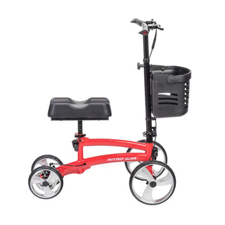 Drive Medical 791BL/791RD Nitro Glide Foldable Knee Walker Knee Scooter Crutch Alternative, Blue or Red, 350 lbs Weight Capacity