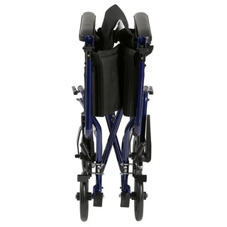 Drive Medical ATC Lightweight Aluminum Transport Wheelchair, 17" or 19" Seat, Black/Blue/Red Color, 300 lbs Weight Capacity