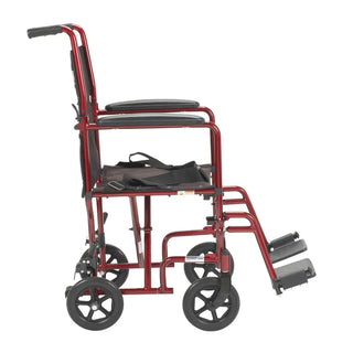 Drive Medical ATC Lightweight Aluminum Transport Wheelchair, 17" or 19" Seat, Black/Blue/Red Color, 300 lbs Weight Capacity