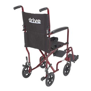 Drive Medical ATC Lightweight Aluminum Transport Wheelchair, 17" or 19" Seat, Black/Blue/Red Color, 300 lbs Weight Capacity