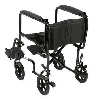 Drive Medical ATC Lightweight Aluminum Transport Wheelchair, 17" or 19" Seat, Black/Blue/Red Color, 300 lbs Weight Capacity