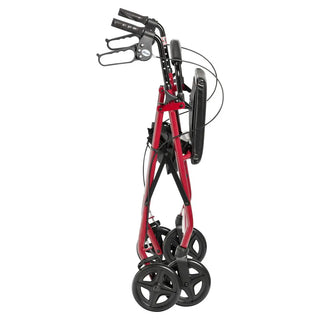 Drive Medical Aluminum Rollator Rolling Walker with Fold Up and Removable Back Support and Padded Seat, Blue or Red