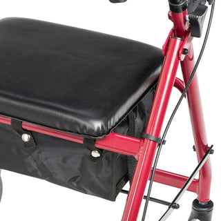 Drive Medical Aluminum Rollator Rolling Walker with Fold Up and Removable Back Support and Padded Seat, Blue or Red