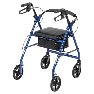 Drive Medical Aluminum Rollator Rolling Walker with Fold Up and Removable Back Support and Padded Seat, Blue or Red