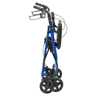 Drive Medical Aluminum Rollator Rolling Walker with Fold Up and Removable Back Support and Padded Seat, Blue or Red