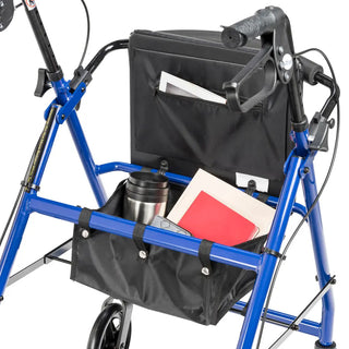 Drive Medical Aluminum Rollator Rolling Walker with Fold Up and Removable Back Support and Padded Seat, Blue or Red