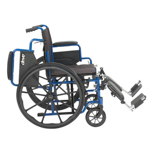 Drive Medical BLS18FBD-ELR Blue Streak Wheelchair with Flip Back Desk Arms, Elevating Leg Rests, 18" Seat