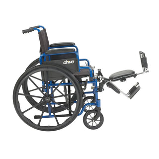 Drive Medical BLS18FBD-ELR Blue Streak Wheelchair with Flip Back Desk Arms, Elevating Leg Rests, 18" Seat