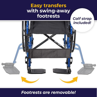 Drive Medical BLS18FBD-SF Blue Streak Lightweight Wheelchair 18" Flip-Back Desk Arms