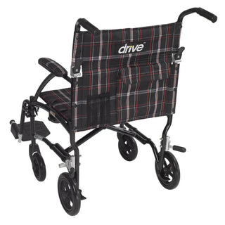 Drive Medical DFL19-BLK/BL/RD Fly Lite Ultra Lightweight Transport Wheelchair, Black, Blue or Burgundy, 19" Seat, 300 lbs