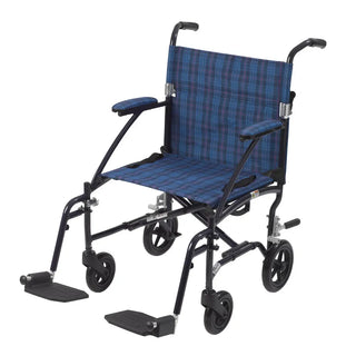 Drive Medical DFL19-BLK/BL/RD Fly Lite Ultra Lightweight Transport Wheelchair, Black, Blue or Burgundy, 19" Seat, 300 lbs