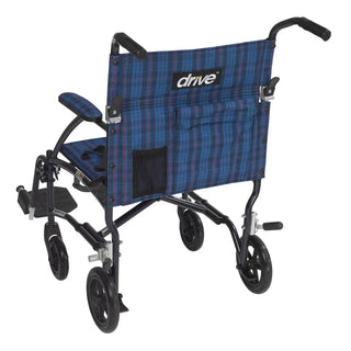Drive Medical DFL19-BLK/BL/RD Fly Lite Ultra Lightweight Transport Wheelchair, Black, Blue or Burgundy, 19" Seat, 300 lbs