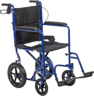 Drive Medical EXP19LTBL Expedition Lightweight Aluminum Transport Chair 19" Blue