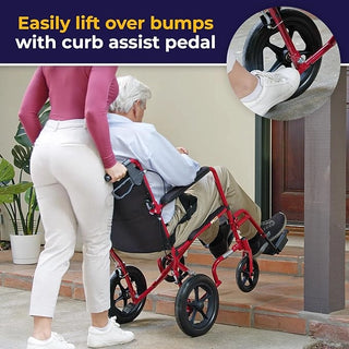 Drive Medical EXP19LTRD Expedition Lightweight Aluminum Transport Chair 19" Red
