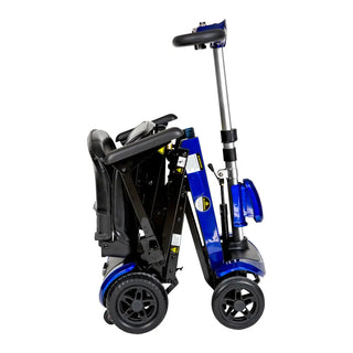 Drive Medical FLEX-AUTO ZooMe Auto-Flex Folding Blue Travel Scooter, 16" Seat, 4 mph Top Speed, 13 miles Max Range