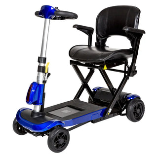 Drive Medical FLEX-AUTO ZooMe Auto-Flex Folding Blue Travel Scooter, 16" Seat, 4 mph Top Speed, 13 miles Max Range