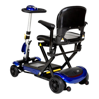 Drive Medical FLEX-AUTO ZooMe Auto-Flex Folding Blue Travel Scooter, 16" Seat, 4 mph Top Speed, 13 miles Max Range
