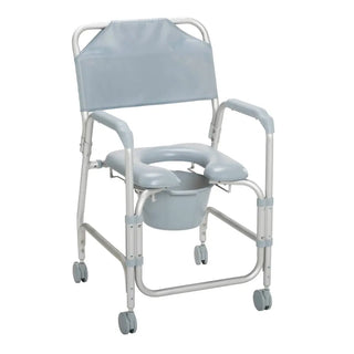 Drive Medical Lightweight Portable Aluminum Shower Commode Chair with Casters, 16" Seat, 300 lbs Weight Capacity