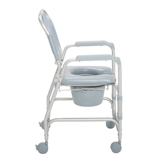 Drive Medical Lightweight Portable Aluminum Shower Commode Chair with Casters, 16" Seat, 300 lbs Weight Capacity