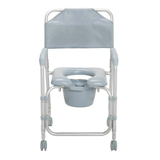 Drive Medical Lightweight Portable Aluminum Shower Commode Chair with Casters, 16" Seat, 300 lbs Weight Capacity