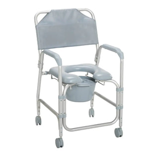 Drive Medical Lightweight Portable Aluminum Shower Commode Chair with Casters, 16" Seat, 300 lbs Weight Capacity