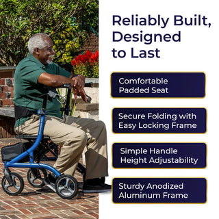 Drive Medical  MD700920BK/BL/PR MD by Drive Excursion X20 Rollator, Foldable, 17.5" Seat Width, 300 lbs Weight Capacity