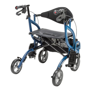 Drive Medical MD700935BK/BL/GN MD by Drive Fusion 2 in 1 Rollator/Transport Chair, 19.5" Seat, 300 lbs Weight Capacity