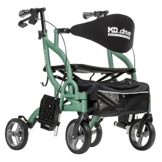 Drive Medical MD700935BK/BL/GN MD by Drive Fusion 2 in 1 Rollator/Transport Chair, 19.5" Seat, 300 lbs Weight Capacity