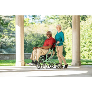 Drive Medical MD700935BK/BL/GN MD by Drive Fusion 2 in 1 Rollator/Transport Chair, 19.5" Seat, 300 lbs Weight Capacity