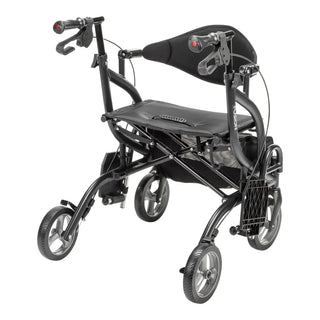 Drive Medical MD700935BK/BL/GN MD by Drive Fusion 2 in 1 Rollator/Transport Chair, 19.5" Seat, 300 lbs Weight Capacity