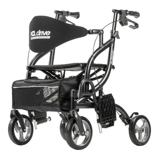 Drive Medical MD700935BK/BL/GN MD by Drive Fusion 2 in 1 Rollator/Transport Chair, 19.5" Seat, 300 lbs Weight Capacity