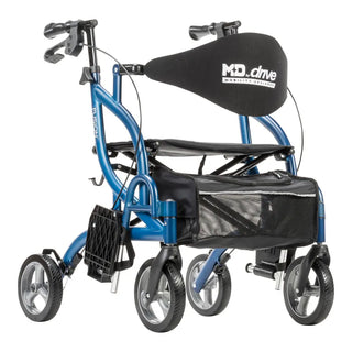 Drive Medical MD700935BK/BL/GN MD by Drive Fusion 2 in 1 Rollator/Transport Chair, 19.5" Seat, 300 lbs Weight Capacity